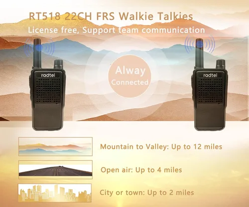 Miniatura 2 de Radtel RT-518 Walkie Talkies recargables para adultos, radio bidireccional FRS de mano de largo alcance, 22 canales, manos libres VOX para camping