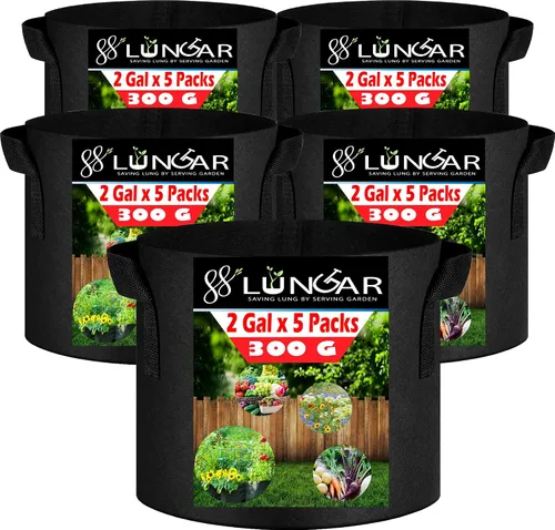 Miniatura 7 de Bolsas de cultivo LUNGAR 10 galones. Juego de 5 macetas para plantar, tela de aireación más gruesa de 300G, no tejida, asas reforzadas para maceta