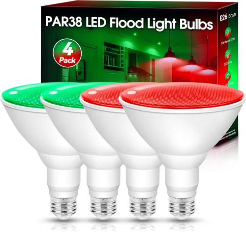 Miniatura 16 de Fulighture Paquete de 2 bombillas de inundación verdes, PAR38 de 15 W (equivalente a 100 W) E26, bombillas LED verdes de inundación para exteriores