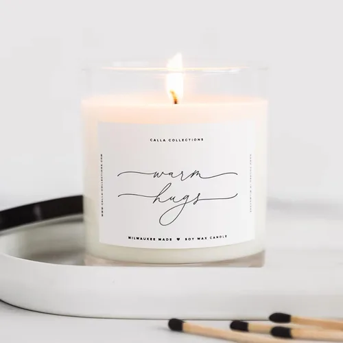 ThreeKin Warm Hugs - Velas perfumadas para el hogar, cera de soja natural, regalos relajantes de aromaterapia, aceites esenciales perfumados, velas