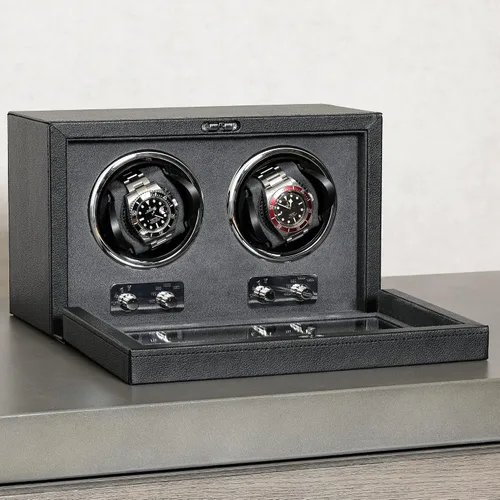 Miniatura 4 de ROTHWELL Bobinadora de reloj doble para relojes automáticos con motor silencioso con múltiples velocidades y ajustes de rotación (negrogris)