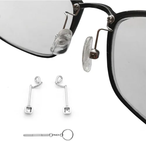 1 par de lentes de puente de nariz, lentes de repuesto de metal, piezas de repuesto, almohadillas de nariz, kits de reparación y destornillador