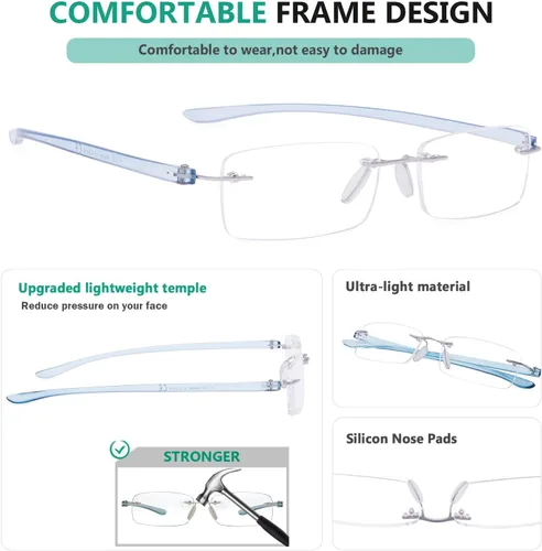 Miniatura 4 de Eyekepper - Gafas de lectura con lentes pequeños sin marco para hombres y mujeres