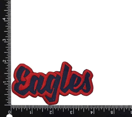 Miniatura 35 de (2 x 4 pulgadas) Eagles, espíritu de equipo, bordado, parche para planchar (sarga blanca/contorno verde)