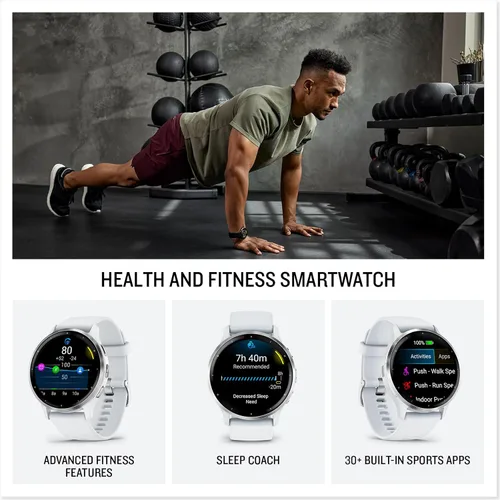 Miniatura 2 de Garmin Venu 3S (reacondicionado) Reloj inteligente con bisel de acero inoxidable dorado suave de 1.2 pulgadas, pantalla táctil AMOLED con caja rosa