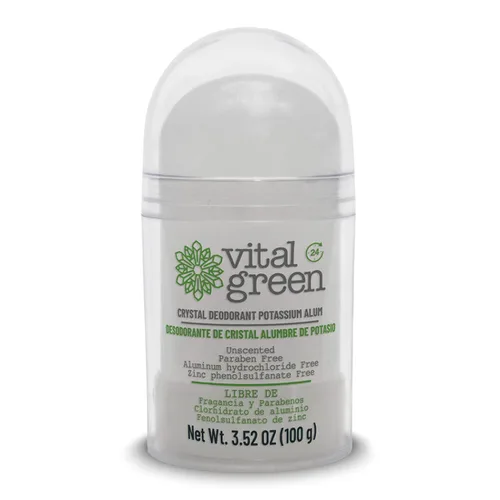 Vital Green Thai Crystal Potassium Alum Desodorante – Desodorante mineral sin perfume para hombres, mujeres y atletas, 3.53 oz / 100 g (1 unidad)