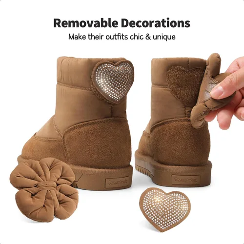 Miniatura 2 de DREAM PAIRS Botas de nieve para niñas de invierno de 0.394 pulgadas con forro de piel sintética para niños pequeños y grandes