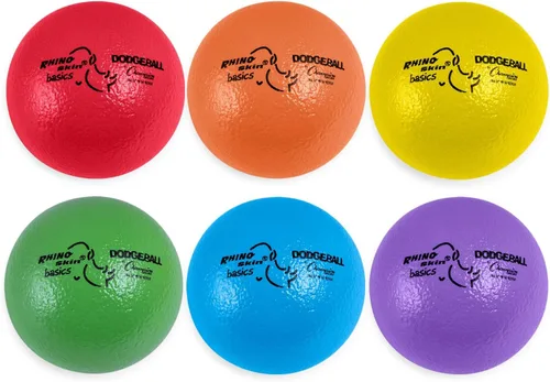 Champion Sports Rhino Skin Dodgeball Set – 6 Soft Foam Balls with Durable Coating, 6" or 7" for Gym, Playground Play