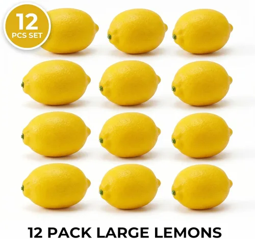 Miniatura 6 de BigOtters Limones artificiales grandes, 3.7 x 2.5 pulgadas, limones artificiales vívidos para cuencos de frutas falsos, decoración de cocina