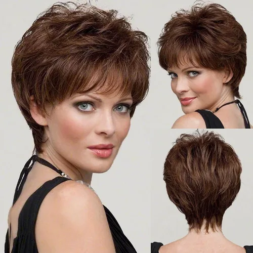 Miniatura 11 de HAIRCUBE Pelucas cortas de corte Pixie con textura de cabello humano para mujeres con flequillo pelucas sintéticas de repuesto - #17/101