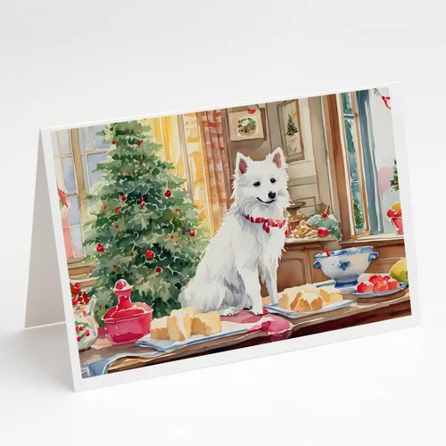 Miniatura 96 de Caroline's Treasures DAC3884GCA7P Paquete de 8 tarjetas en blanco de Navidad con galletas de husky siberiano Tarjetas de felicitación con sobres