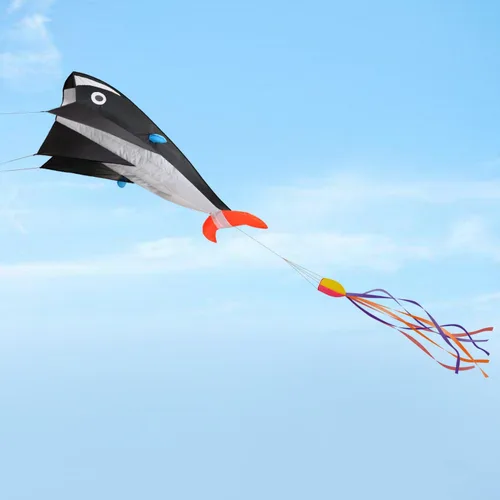 Miniatura 3 de Cometa grande azul delfín, parafoil suave sin marco, cometa gigante 3D IMAGE Breeze Beach Kites para exteriores, playa