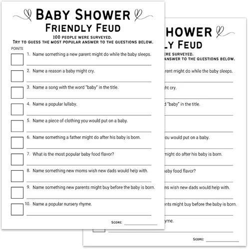 Kihraw Juegos de baby shower, 50 tarjetas de juego de peleas aptas para baby shower, género neutro, minimalista