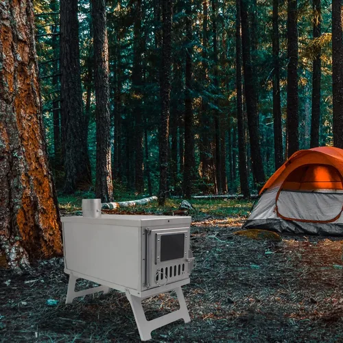 Miniatura 4 de Estufa de campamento portátil para camping, pesca en hielo, cocina, senderismo, viajes, estufa de leña portátil con chimeneas de 8.2 pies