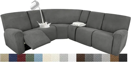 Miniatura 17 de Fundas impermeables de sofá reclinable modular para sofás reclinables, lavable en forma de L, para perros, fundas elásticas para sofá reclinable