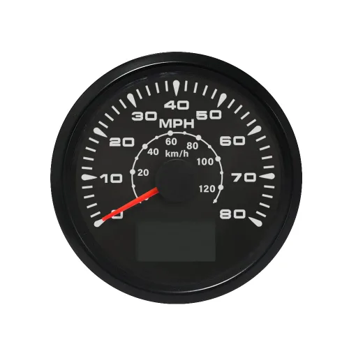 ELING Velocímetro GPS para coche, motocicleta, barco con odómetro 0-80 mph, 0-120 km/h, para ATV, UTV, con 8 luces de fondo de 85 mm Negro+Negro