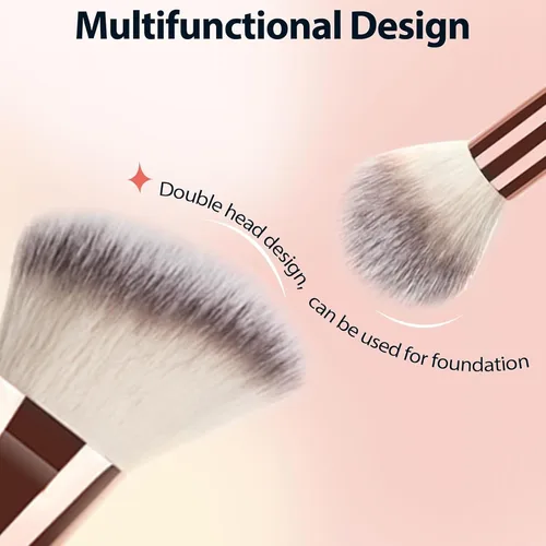 Miniatura 2 de 2 brochas de maquillaje de doble punta para contornear mezcla y bronceado, cepillo de base en ángulo y cepillo corrector Premium Luxe Hair para una