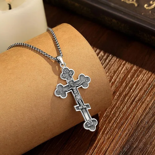 Miniatura 161 de Vito Collar de plata de ley 925 para mujeres y hombres, San Benito, crucifijo, Caravaca, San Cristóbal, San Judas, medalla patronal, amuleto