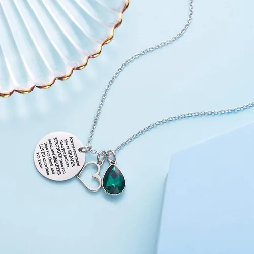 Miniatura 3 de LParkin Collar de piedra natalicia, grabado con texto en inglés You are Braver Than You Believe, regalo de graduación, mejor amigo, regalos