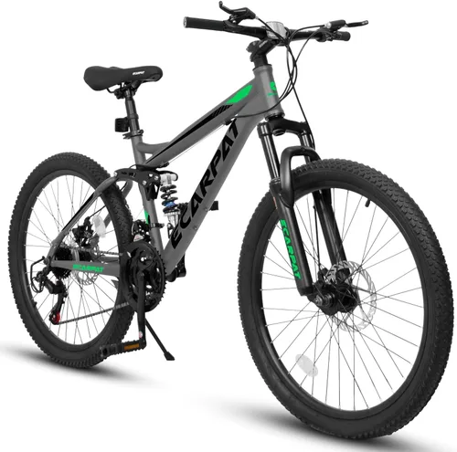 Miniatura 12 de 26 27.5 inch Mountain Bike Full Suspension, 21-Speed Steel Frame for Men & Women, Mechanical Disc Brakes Mens Mountain Bike, Outdoor Cycling