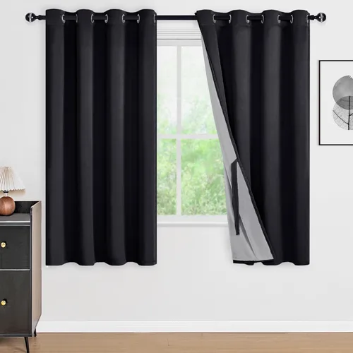 Miniatura 97 de DWCN Cortinas 100% opacas de 84 pulgadas de largo para dormitorio con forro negro, paneles de cortina de ventana de doble capa con aislamiento Azul