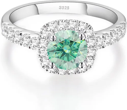 Miniatura 2 de Anillo de compromiso solitario de moissanita de corte redondo de 2 quilates, moissanita de 18 quilates, chapado en oro blanco 925, anillo de promesa