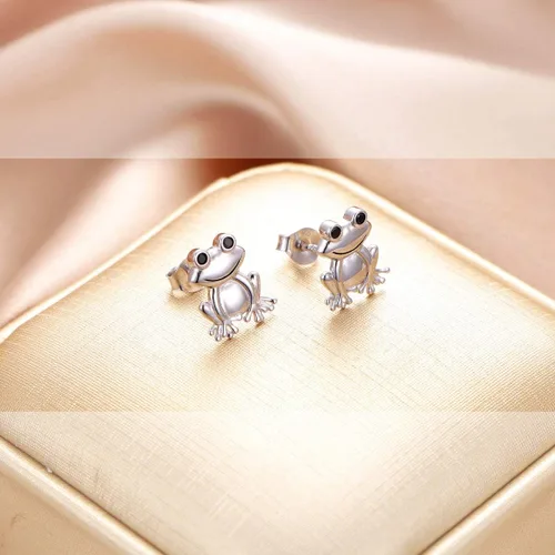 Miniatura 4 de Alphm Juego de joyas de plata de ley S925 con forma de corazón de rana, anillo y pulsera para mujeres y niñas