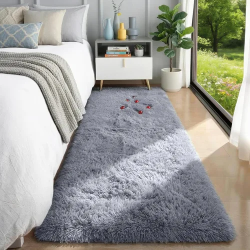 Miniatura 65 de PAGISOFE Alfombras esponjosas de dormitorio de 4 x 6 pies, color negro, alfombra moderna para sala de estar, alfombra lanuda para interiores