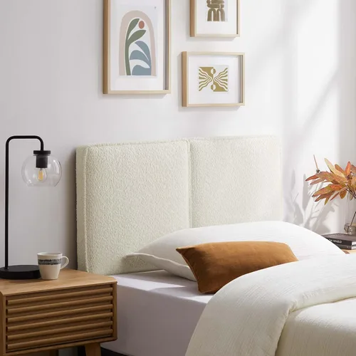 Modway Lindee - Cabecero tapizado tamaño individual con tela de boucle pizarra, cabecero estilo almohada para habitación de niños o dormitorio