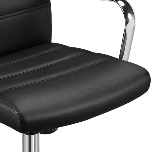 Miniatura 5 de Topeakmart Silla de oficina con respaldo medio, silla ejecutiva giratoria ajustable de piel sintética, color negro