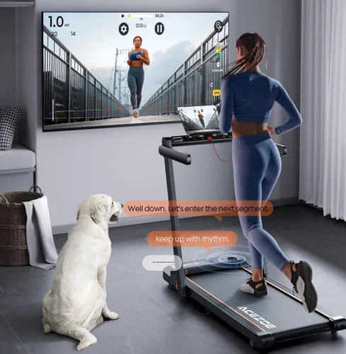 Miniatura 6 de Acezoe Caminadora plegable 2 en 1 para el hogar, debajo del escritorio con 12 modos HIIT, aplicaciones de entrenamiento y pantalla táctil, 2.5 HP