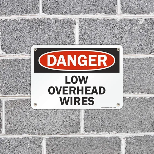 Miniatura 3 de SmartSign Letrero "Danger - Low Overhead Wires" Aluminio de 7 x 10 pulgadas