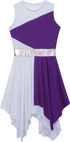 Miniatura 145 de CHICTRY Vestido de baile lírico sin mangas asimétrico para niñas, disfraz de adoración litúrgica contemporánea