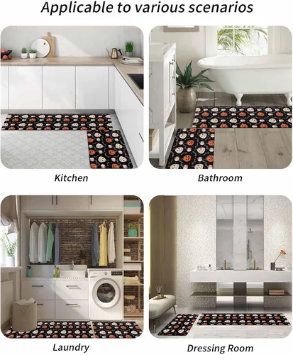 Miniatura 6 de Tapete de baño de Halloween para bañera, antideslizante, de secado rápido y absorbente, tierra de diatomeas, fregadero, dormitorio, cocina, sala