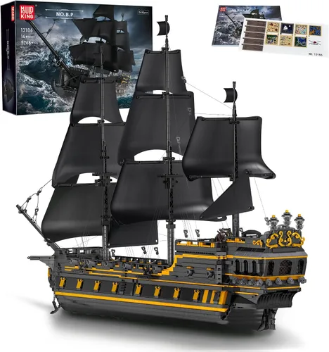 Mould King MOC 13186 - Bloques de construcción modelo de barco pirata, juego de construcción de modelo de velero perla negra para construir, kit de