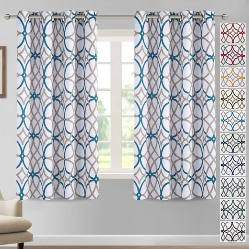 Miniatura 42 de H.VERSAILTEX Cortinas opacas con diseño impreso de 54 pulgadas de largo, juego de 2 paneles de cortinas con aislamiento térmico para dormitorio