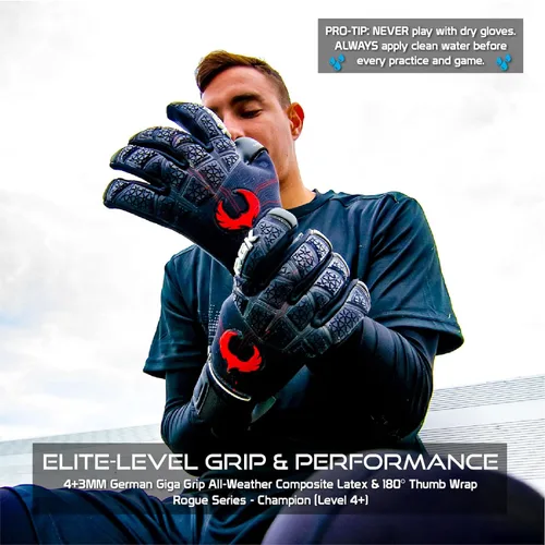 Miniatura 4 de Renegade GK Limited Edition Rogue - Guantes de portero de fútbol con microprotección (tallas 6-11, nivel 4+) Pro-Tek Fingersaves y agarre Giga