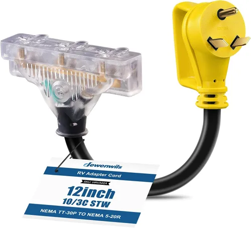 Miniatura 11 de DEWENWILS Caja de toma de corriente de 50 amperios RV, 125V/250V NEMA 14-50R, salida RV cerrada y con candado, resistente a la intemperie, salida
