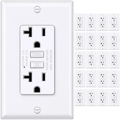 Miniatura 11 de BESTTEN Salida GFCI de 15 amperios con diseño súper delgado, toma eléctrica GFI con indicador LED, receptáculo GFCI no resistente a manipulaciones