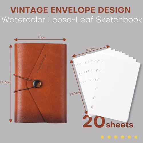 Miniatura 6 de Fuumuui Cuaderno de bocetos de acuarela de tamaño de bolsillo, 100% algodón, diario de acuarela sin ácidos, papel de prensa fría de 140 libras, 20