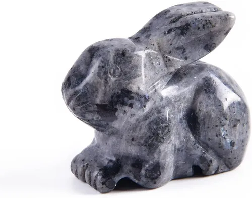 Miniatura 11 de YGLINE Figura de conejo de cristal de piedra preciosa animal talla (obsidiana)