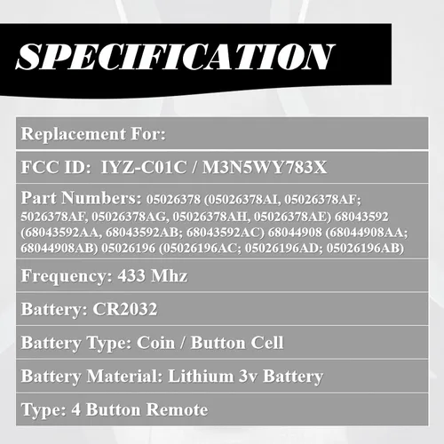 Miniatura 4 de MechanMagic Llavero FOBIK de repuesto compatible para Dodge Ram 1500 2500 3500 Camión 2009-2012 Journey Challenger Grand Caravan Jeep Grand Cherokee