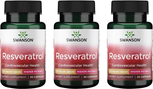 Swanson Resveratrol - Mayor potencia 250 mg 30 cápsulas (paquete de 3)
