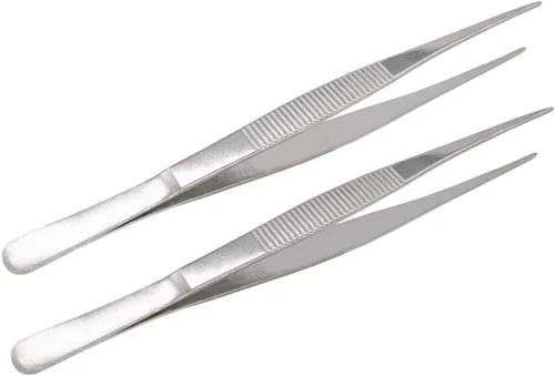 Miniatura 7 de Pinzas de acero inoxidable de 5-1/2 pulgadas con punta dentada recta, pinzas multiusos para reparación de manualidades, paquete de 2