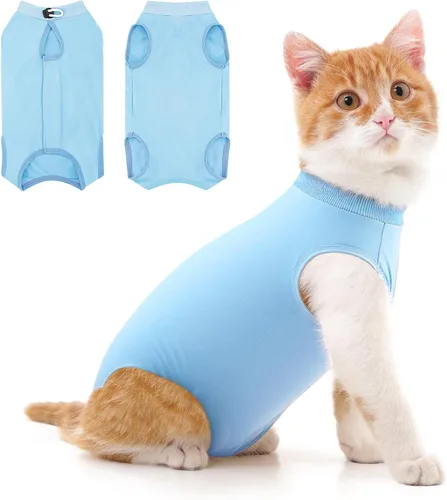 Miniatura 14 de Traje de recuperación para gatos para heridas abdominales o enfermedades de la piel, mameluco de gato para gatos después de la cirugía, traje