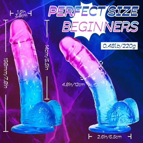 Miniatura 6 de Consolador realista de 7.8 pulgadas para mujeres y parejas, juguete de silicona de doble densidad con ventosa fuerte, diseño impermeable suave