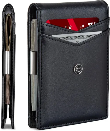 Miniatura 25 de Suavell Billeteras delgadas de cuero para hombres. Cartera con clip para dinero. Cartera de perfil bajo RFID Cartera minimalista