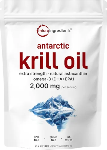 Miniatura 6 de Micro Ingredients Suplemento de aceite de krill antártico, 2,000 mg por porción, 120 cápsulas blandas, triple fuerza, rico en omega-3 EPA, DHA