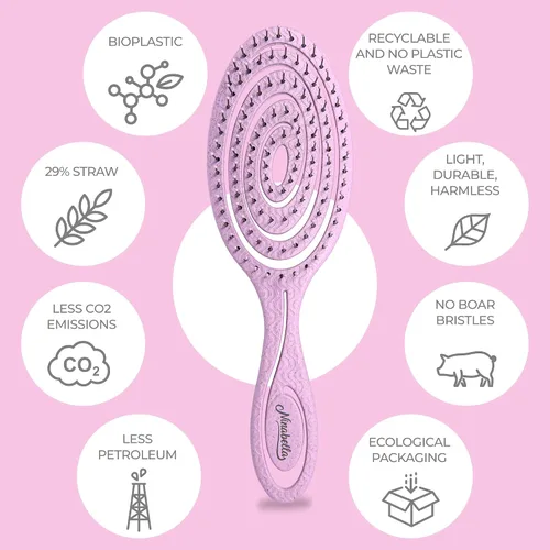 Miniatura 4 de Ninabella - Cepillo orgánico desenredante para cabello de mujeres, hombres y niños, no tira del cabello, cepillo alisador para cabello liso, rizado