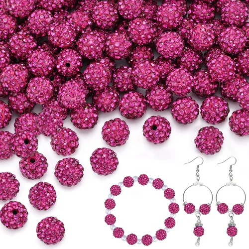 Miniatura 30 de 100 cuentas de diamantes de imitación de 0.394 pulgadas para la fabricación de joyas, 10 cuentas redondas brillantes de discoteca de Shamballa